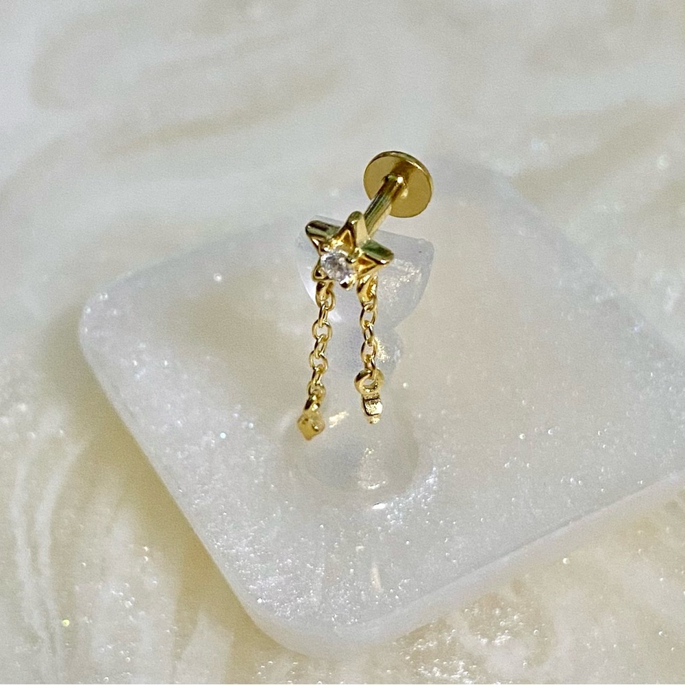 Gold Star Dangle Earring